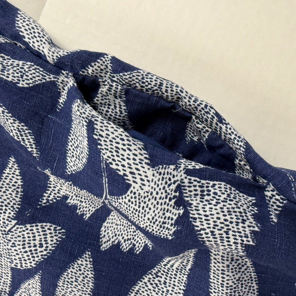 Chicos Navy Blue White Linen Botanical Leaf Print Shirt Dress Size 00 US 2 - Picture 9 of 9